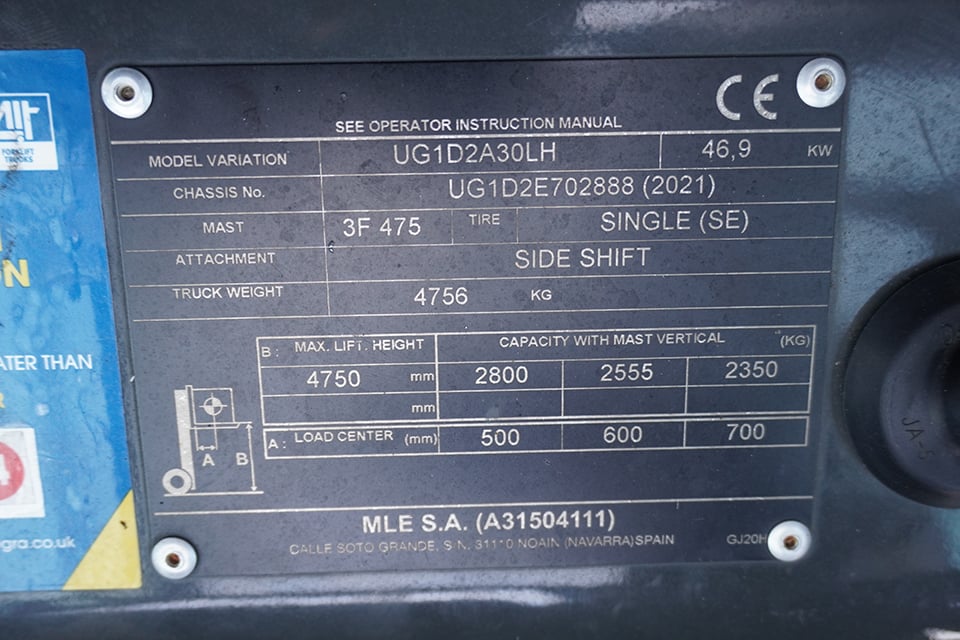TCM U1D2A30LH LPG Counterbalance 